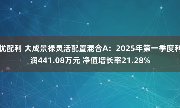 优配利 大成景禄灵活配置混合A：2025年第一季度利润441.08万元 净值增长率21.28%