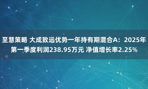 至慧策略 大成致远优势一年持有期混合A：2025年第一季度利润238.95万元 净值增长率2.25%