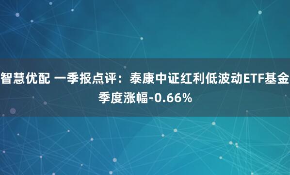 智慧优配 一季报点评：泰康中证红利低波动ETF基金季度涨幅-0.66%